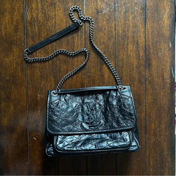 Saint Laurent, Crinkled Calfskin, Matelasse Monogram, Medium Niki Chain Satchel - Picture 1 of 14